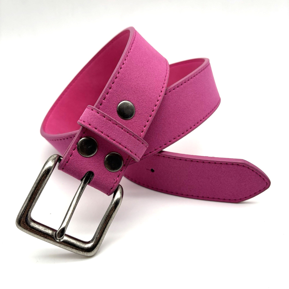 Vintage Y2K Belts.com BS066 Hot Pink Genuine Suede Leather Belt 30 27-33" USA